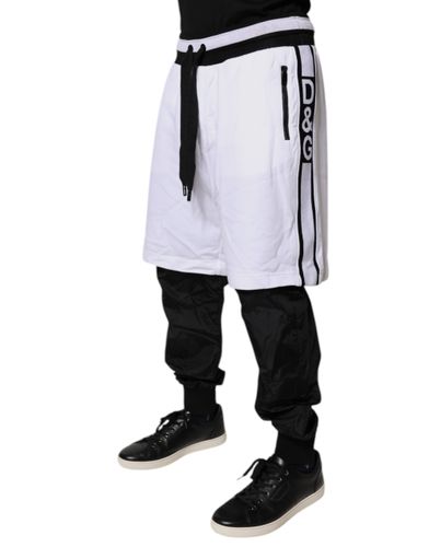 Black White Cotton Layered SweatMen's Men's Pants - Dolce & Gabbana - Modalova