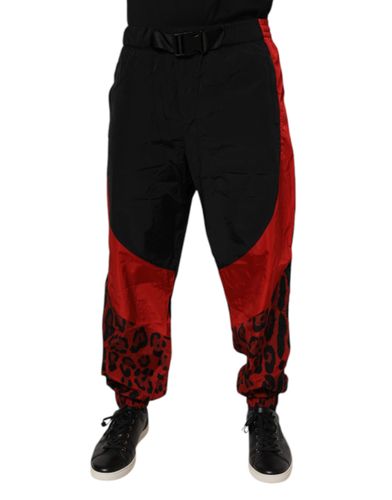 Black Red Leopard Jogger SweatMen's Men's Pants - Dolce & Gabbana - Modalova