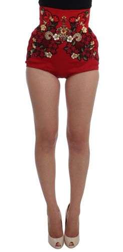 Silk Crystal Roses Women's Shorts - Dolce & Gabbana - Modalova