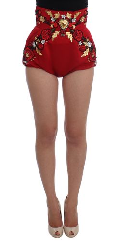 Silk Crystal Roses Women's Shorts - Dolce & Gabbana - Modalova