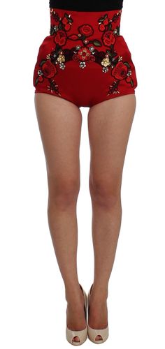 Silk Crystal Roses Women's Shorts - Dolce & Gabbana - Modalova
