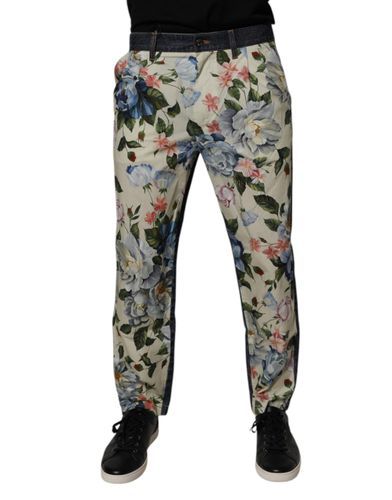 Blue Floral Cotton Men Denim Men's Jeans - Dolce & Gabbana - Modalova