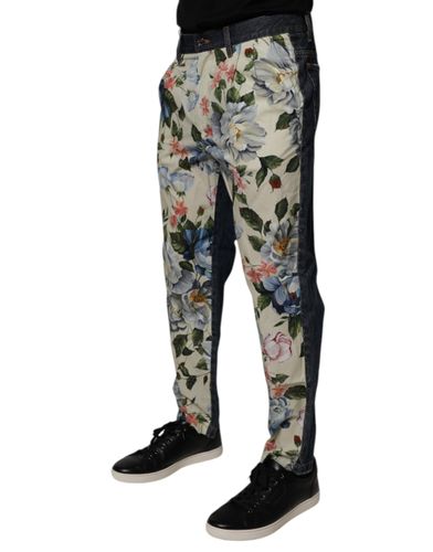 Blue Floral Cotton Men Denim Men's Jeans - Dolce & Gabbana - Modalova