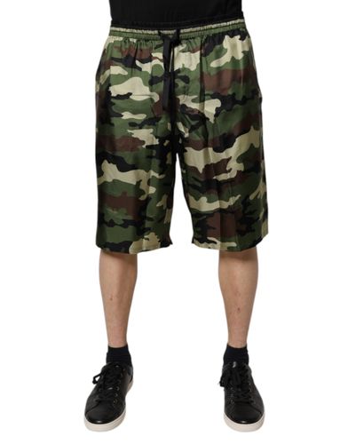Camouflage Silk Mid Waist Bermuda Men's Shorts (Pre-Owned) - Dolce & Gabbana - Modalova