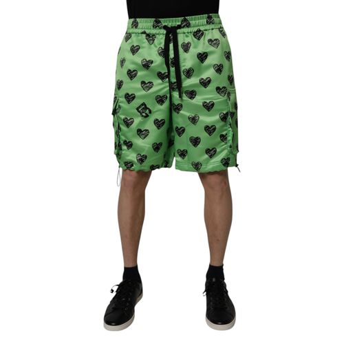 Green Heart Print Cargo Men Bermuda Men's Shorts (Pre-Owned) - Dolce & Gabbana - Modalova