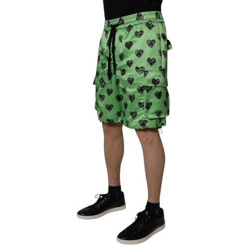 Green Heart Print Cargo Men Bermuda Men's Shorts (Pre-Owned) - Dolce & Gabbana - Modalova