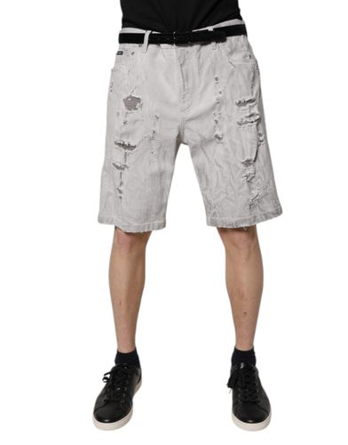 Light Tattered Men Denim Bermuda Men's Shorts - Dolce & Gabbana - Modalova
