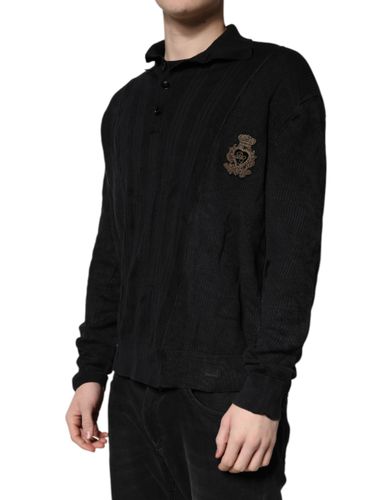 Heraldic Silk Buttoned Pullover Men's Sweater (Pre-Owned) - Dolce & Gabbana - Modalova
