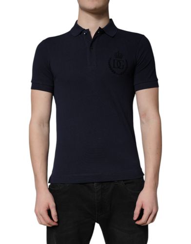 Dark Cotton Crown Collared Polo Men's T-shirt - Dolce & Gabbana - Modalova