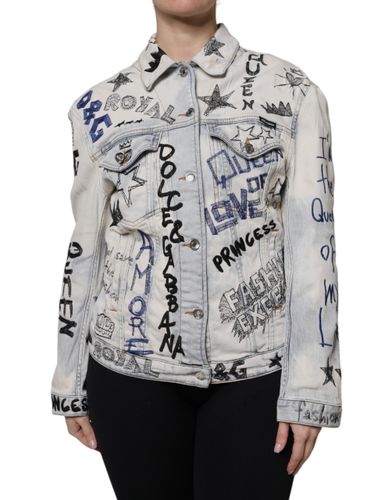 Graffiti Button Down Denim Women's Jacket - Dolce & Gabbana - Modalova
