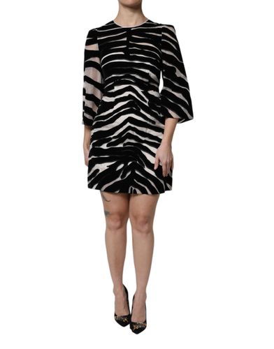 Black White Zebra A-line Sheath Mini Women's Dress - Dolce & Gabbana - Modalova