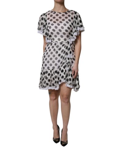 Polka Dotted Silk Blend A-line Women's Dress - Dolce & Gabbana - Modalova