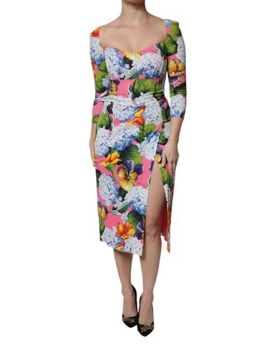 Floral Side Slit Midi Women's Dress - Dolce & Gabbana - Modalova