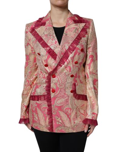 Pink Gold Jacquard Nylon Coat Blazer Women's Jacket - Dolce & Gabbana - Modalova