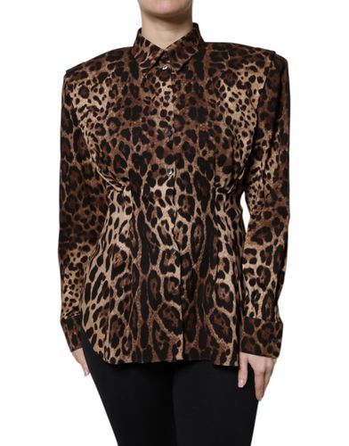 Leopard Silk Button Down Coat Women's Jacket - Dolce & Gabbana - Modalova