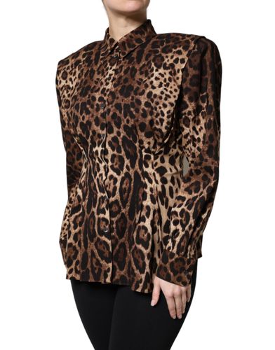 Leopard Silk Button Down Coat Women's Jacket - Dolce & Gabbana - Modalova