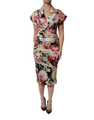 Floral Short Sleeves Sheath Midi Women's Dress - Dolce & Gabbana - Modalova