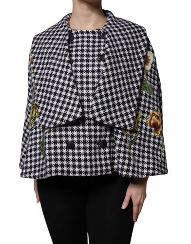 Black White Monochrome Patterned Floral Cape Women's Jacket - Dolce & Gabbana - Modalova