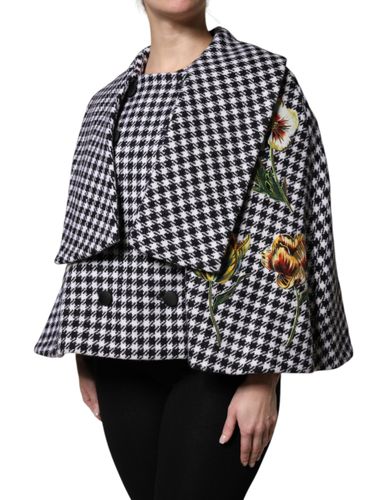 Black White Monochrome Patterned Floral Cape Women's Jacket - Dolce & Gabbana - Modalova