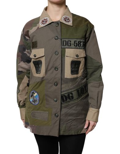 Military Green Cotton Button Down Women's Jacket - Dolce & Gabbana - Modalova