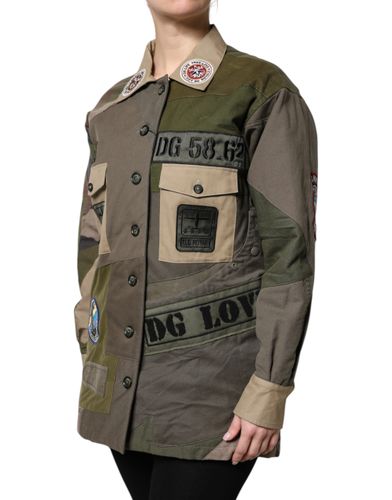 Military Green Cotton Button Down Women's Jacket - Dolce & Gabbana - Modalova