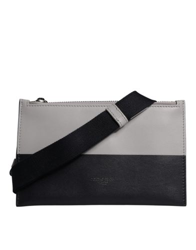 Black White Leather Logo Embossed Crossbody Men's Bag - Dolce & Gabbana - Modalova