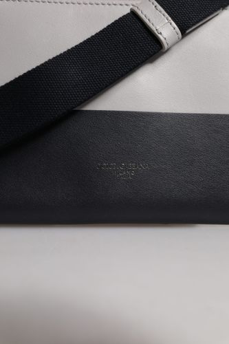 Black White Leather Logo Embossed Crossbody Men's Bag - Dolce & Gabbana - Modalova