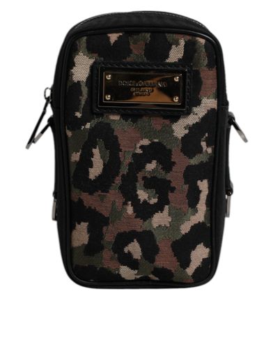 Leopard Jacquard Logo Plaque Neck Strap Men's Bag - Dolce & Gabbana - Modalova