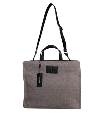 Grey Alpaca Wool Logo Plaque Tote Shoulder Men's Bag - Dolce & Gabbana - Modalova