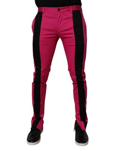 Black Stripe Slim Fit Men Dress Men's Pants - Dolce & Gabbana - Modalova