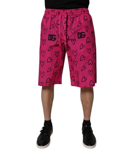 Cotton Heart Print Bermuda Men's Shorts - Dolce & Gabbana - Modalova