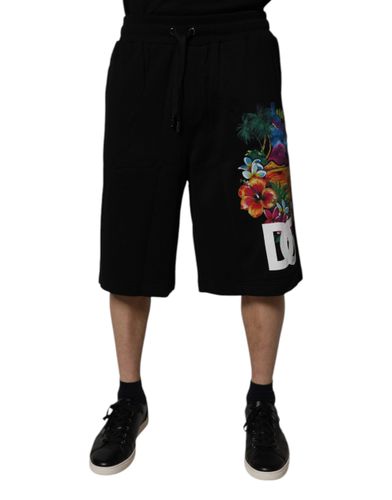 Cotton Logo Floral Print Bermuda Men's Shorts - Dolce & Gabbana - Modalova