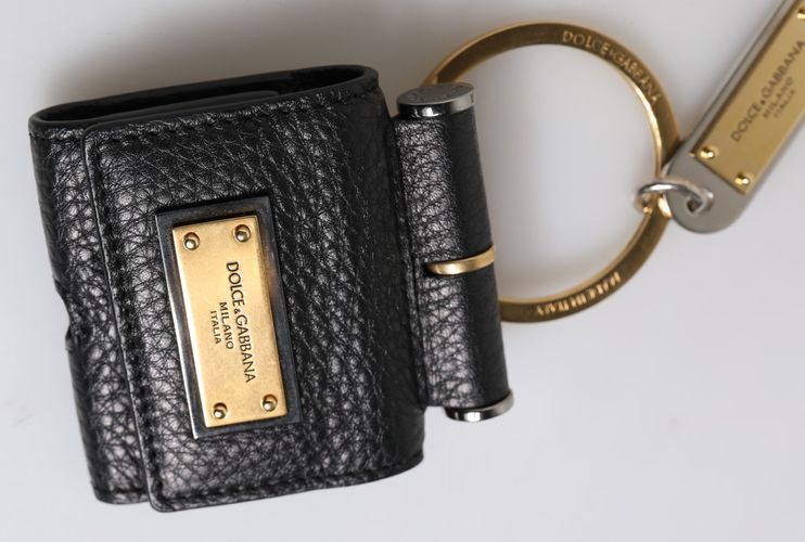Leather Strap Gold Metal Logo Plaque Airpods Men's Case - Dolce & Gabbana - Modalova