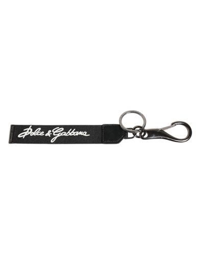 Black White DG Logo Silver Men Keychain Polyester Men's Keyring - Dolce & Gabbana - Modalova