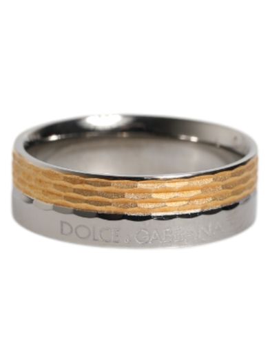 Silver Tone Real Brass DG Logo Men's Ring - Dolce & Gabbana - Modalova