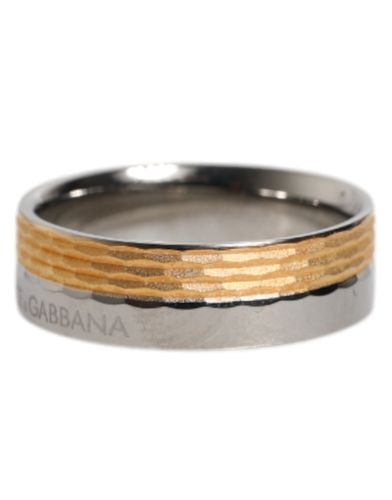 Silver Tone Real Brass DG Logo Men's Ring - Dolce & Gabbana - Modalova