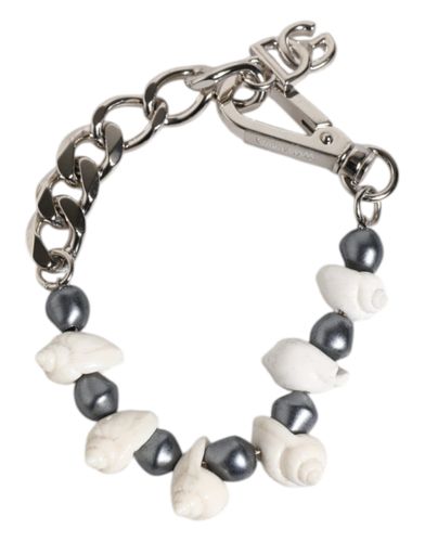 Tone Brass Beaded Shell DG Logo Pendant Men's Bracelet - Dolce & Gabbana - Modalova
