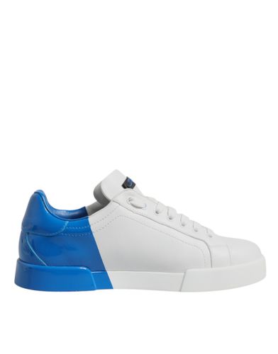 White Blue Leather Logo Low Top Sneakers Men's Shoes (Pre-Owned) - Dolce & Gabbana - Modalova