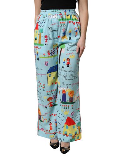 Drawing Mid Waist Wide Leg Women's Pants - Dolce & Gabbana - Modalova