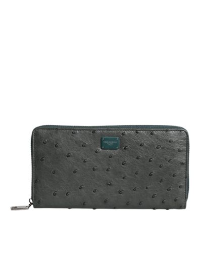 Ostrich Logo Plaque Zip Around Continental Men's Wallet - Dolce & Gabbana - Modalova