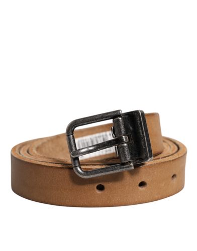 Leather Silver Tone Metal Buckle Men's Belt - Dolce & Gabbana - Modalova