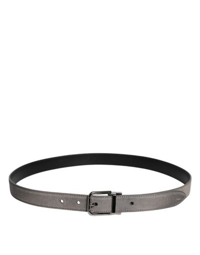 Leather Silver Tone Metal Buckle Men's Belt - Dolce & Gabbana - Modalova