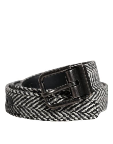 Black White Silver Tone Metal Buckle Men's Belt - Dolce & Gabbana - Modalova