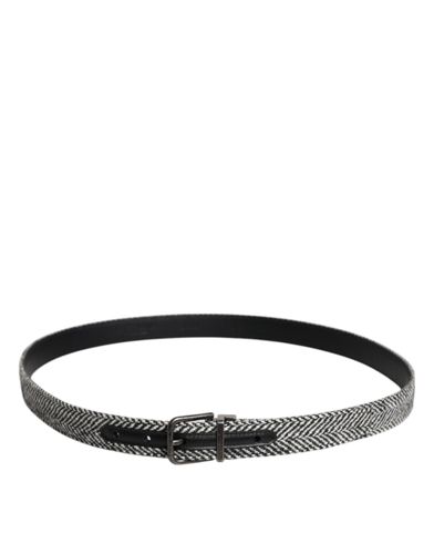 Black White Silver Tone Metal Buckle Men's Belt - Dolce & Gabbana - Modalova