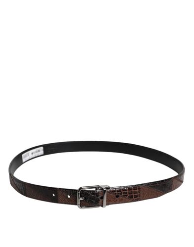 Exotic Leather Metal Logo Buckle Men's Belt (Pre-Owned) - Dolce & Gabbana - Modalova