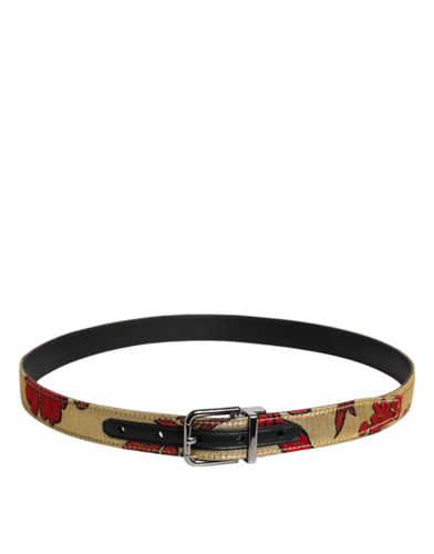 Floral Jacquard Leather Metal Buckle Men's Belt (Pre-Owned) - Dolce & Gabbana - Modalova