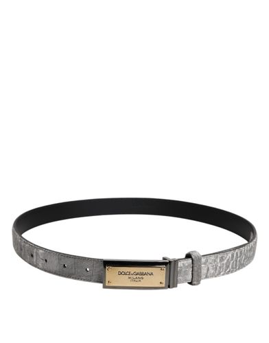Classic Gold Logo Plaque Buckle Men's Belt (Pre-Owned) - Dolce & Gabbana - Modalova