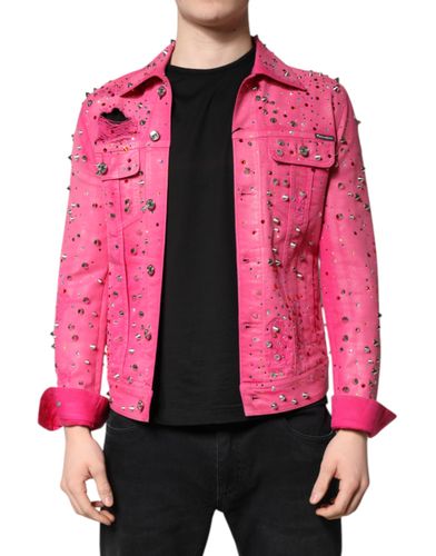 Crystal Embellished Cotton Denim Men's Jacket - Dolce & Gabbana - Modalova