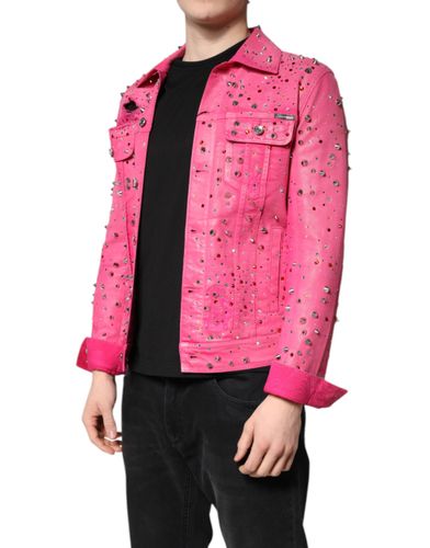 Crystal Embellished Cotton Denim Men's Jacket - Dolce & Gabbana - Modalova