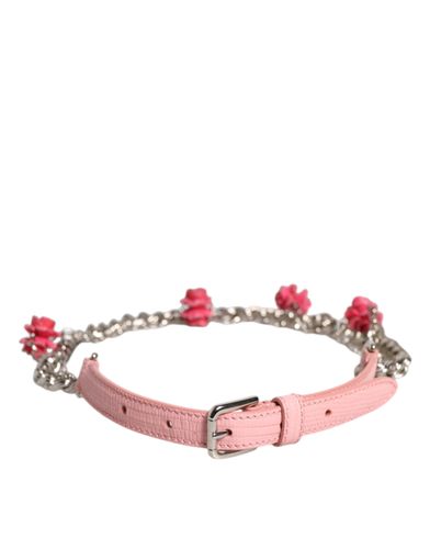 Embelished Roses Textured Leather Women's Belt - Dolce & Gabbana - Modalova